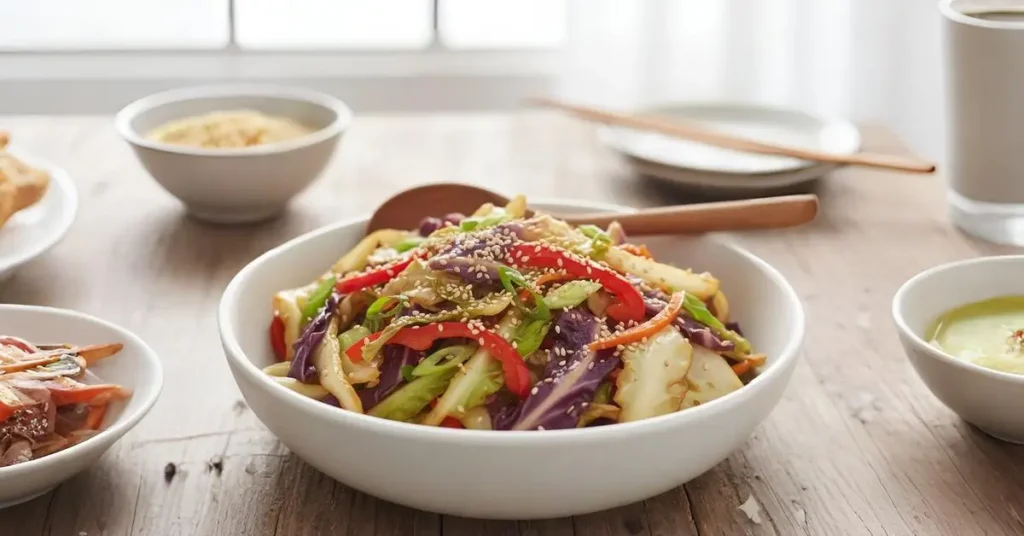 stir-fried cabbage with sesame seeds